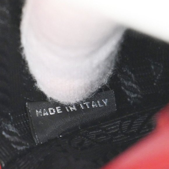 PRADA MILANO Logo Studs Chain Mini Shoulder Bag Calf Leather Fuoco Red 683RJ123 - Picture 10 of 16